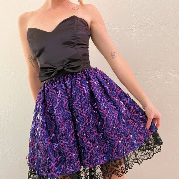 Vintage 1980's Jessica McClintock Gunne Sax Strapless Tulle Cocktail Dress - Picture 2 of 13